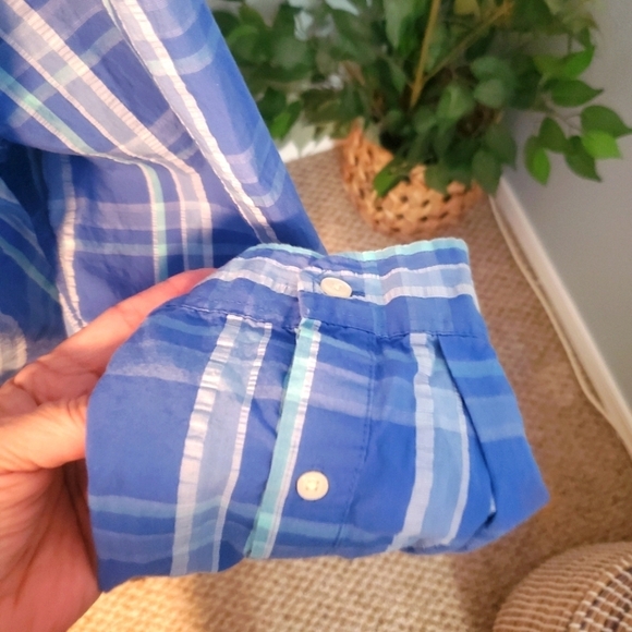 JACK WILLS UK Mens blue & teal Check Shirt button down cotton seersucker XL - Picture 3 of 10